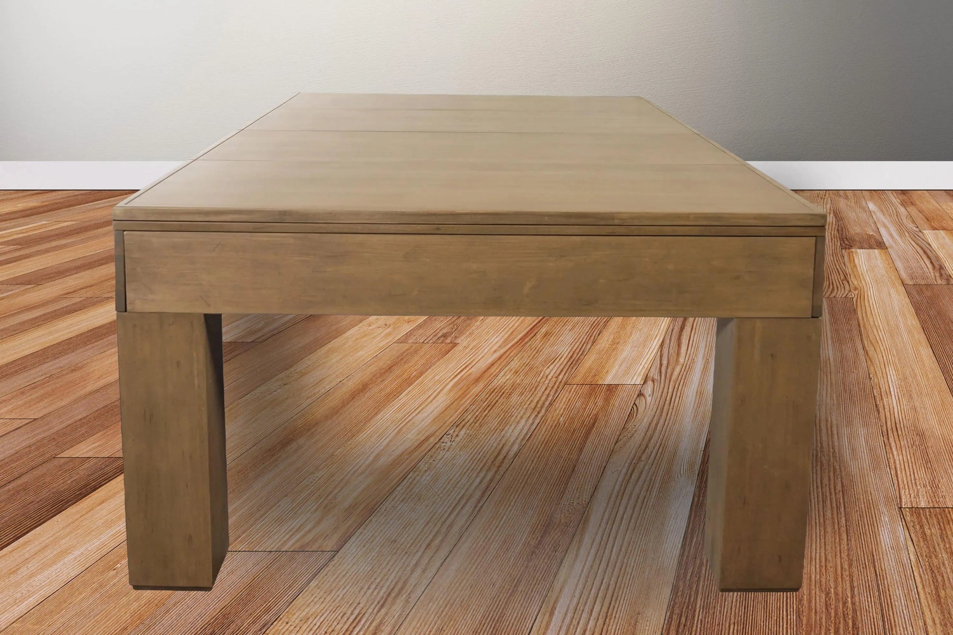 Paula Parsons Glazed Maple pool table with minimalist Parsons-style legs